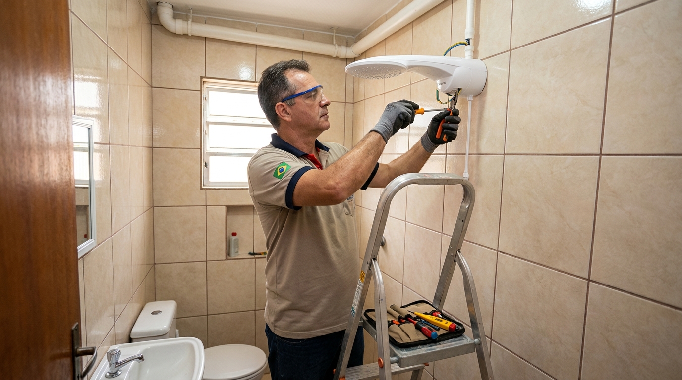 Substituição de Chuveiro Antigo em Rio Verde‑GO